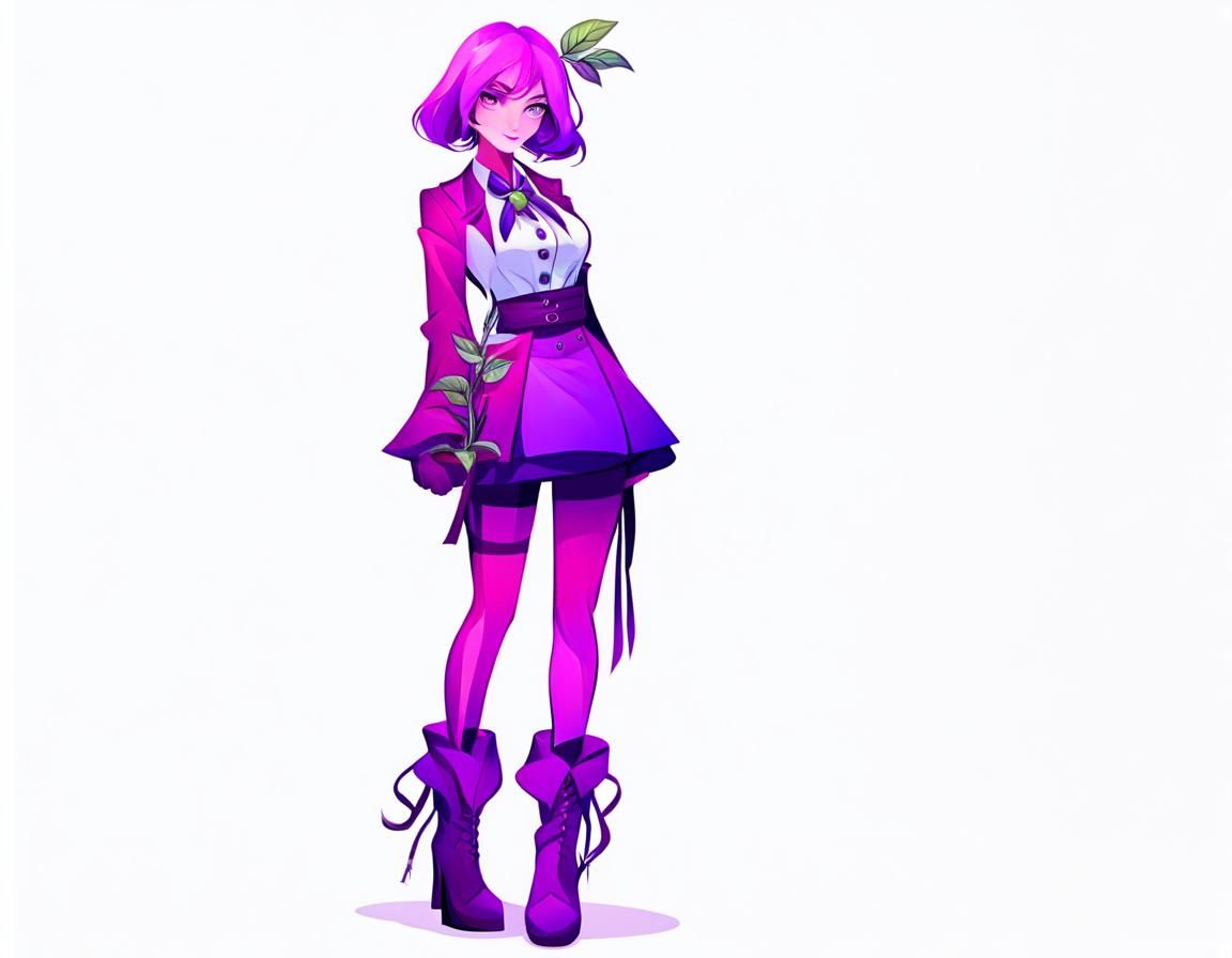 Light European hot girl style Botanist character(cute art style)(character design)(whole body)