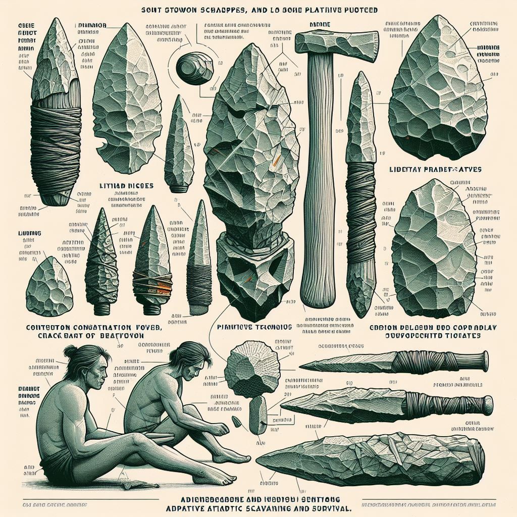 Detailed exploded diagram of early Paleolithic toolmaking