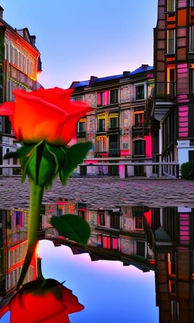 Rose in Twilight: A Maximalist Oil Painting