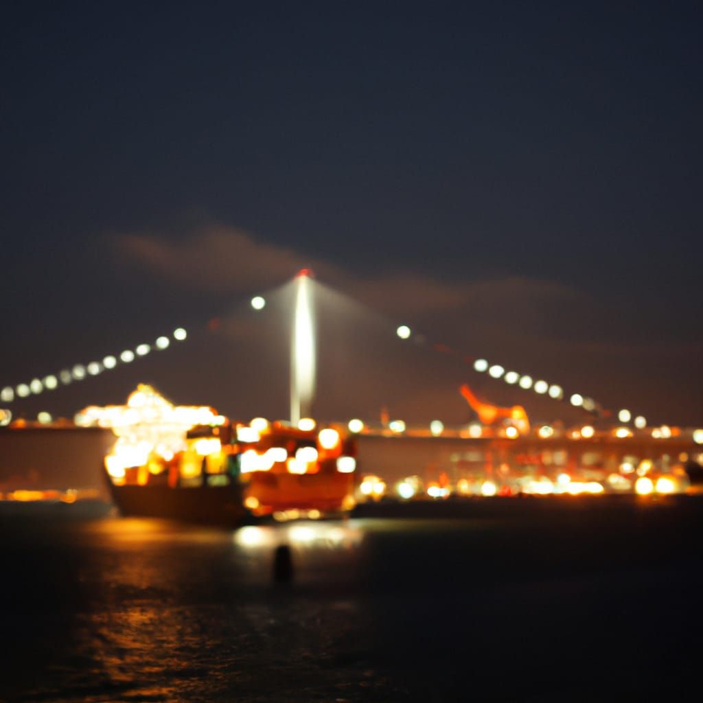 Bay Area City Night View with Cruise Ship