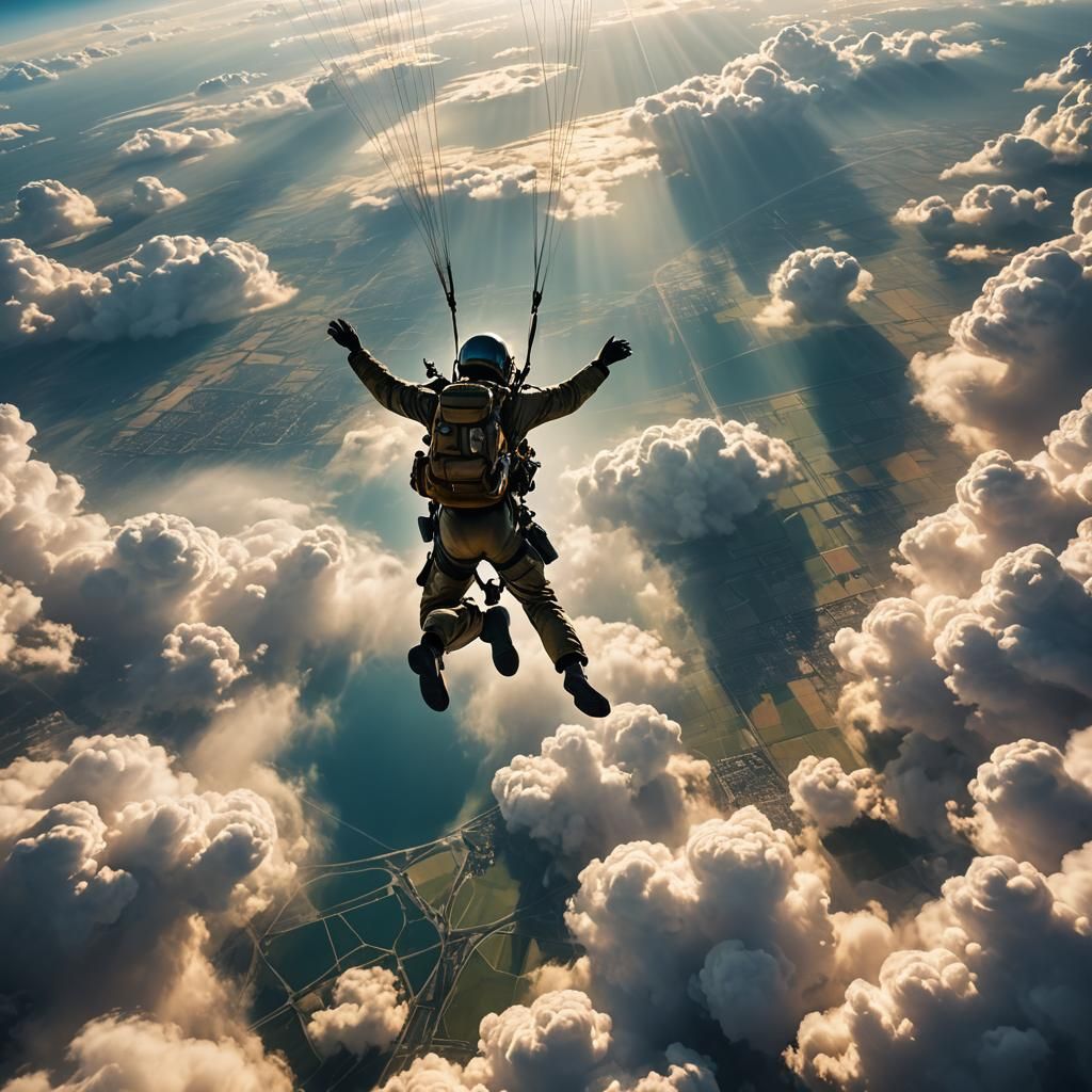 Springend uit een vliegtuig 