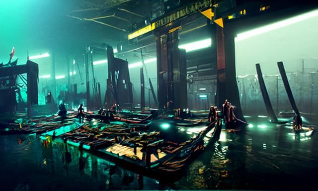 Docks in the dungeon with army sinister by Greg Rutkowski ho...
