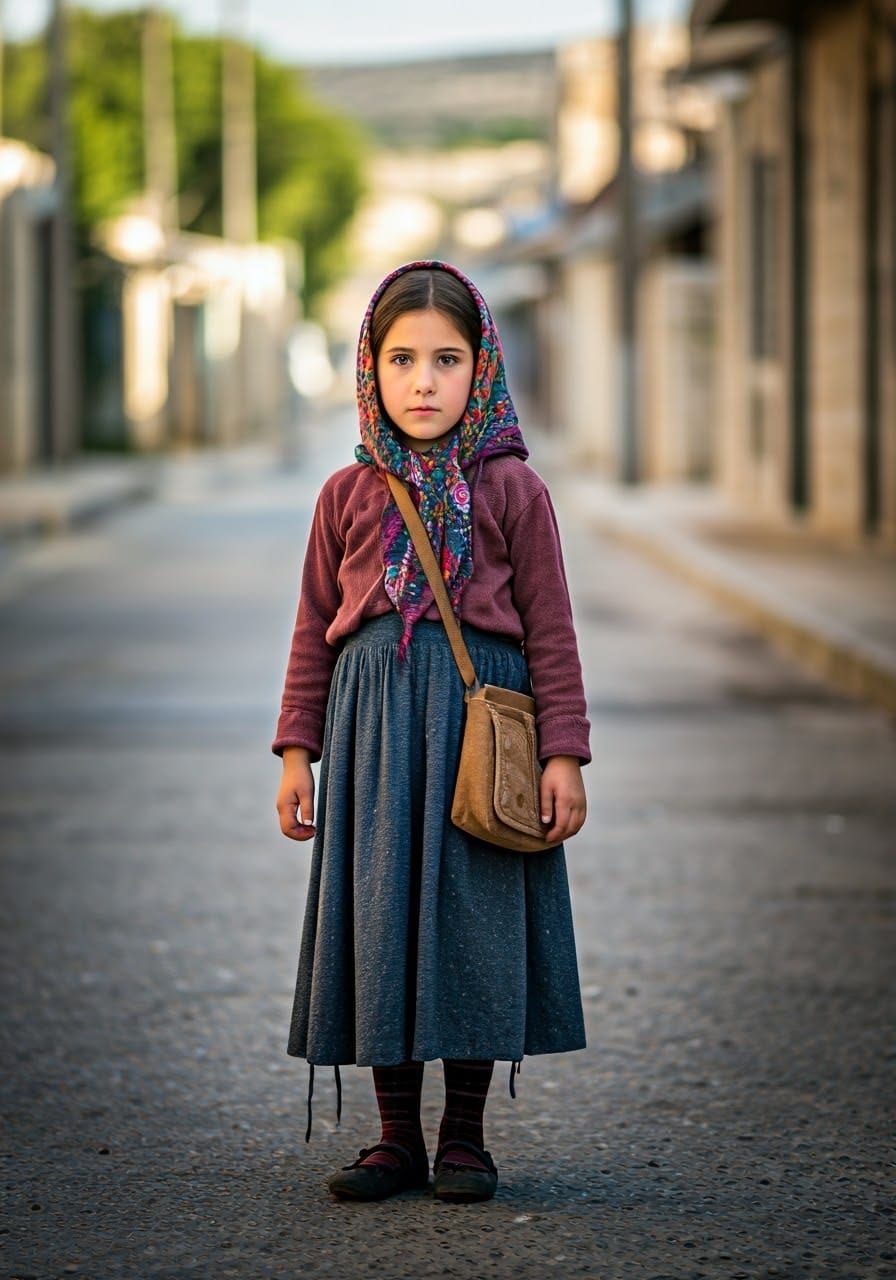 Haredi Girl in Colorful Headscarf