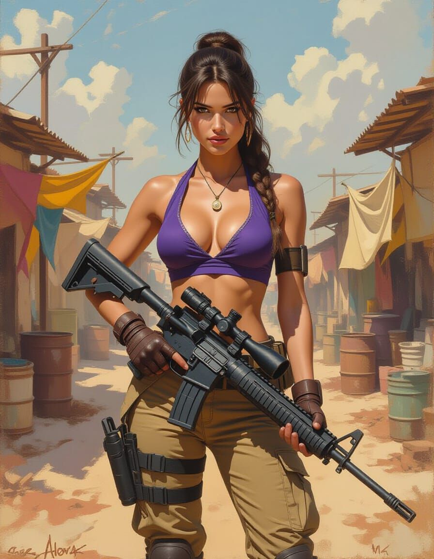 Impressionist oil-on-canvas painting of Sheva Alomar (3)