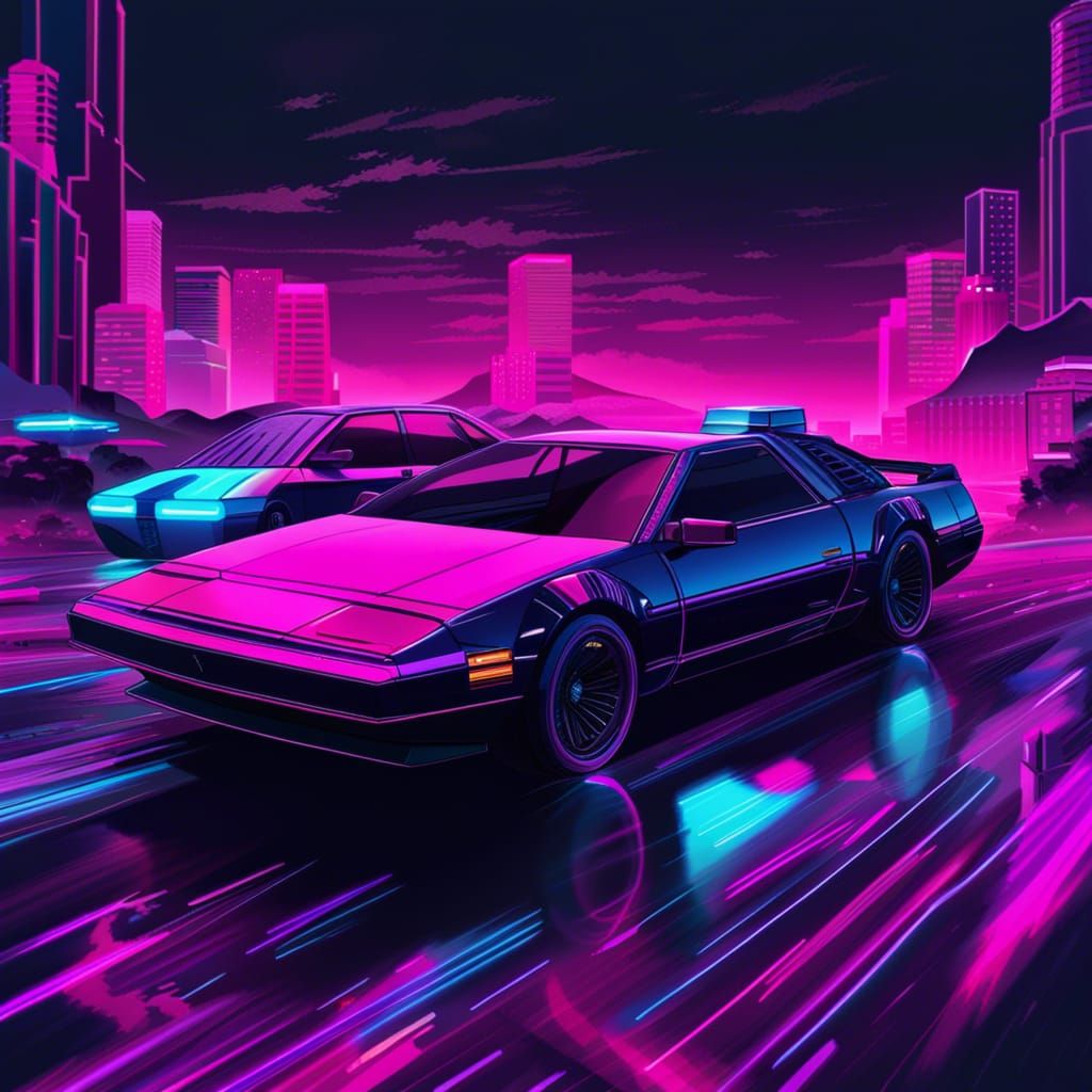 vaporwave Knight Rider car - AI Generated Artwork - NightCafe Creator