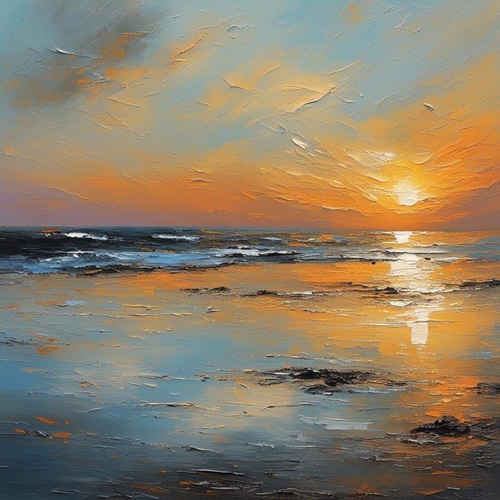 <lora:Impasto1:1.0> (seascape_sunrise_on_beach
