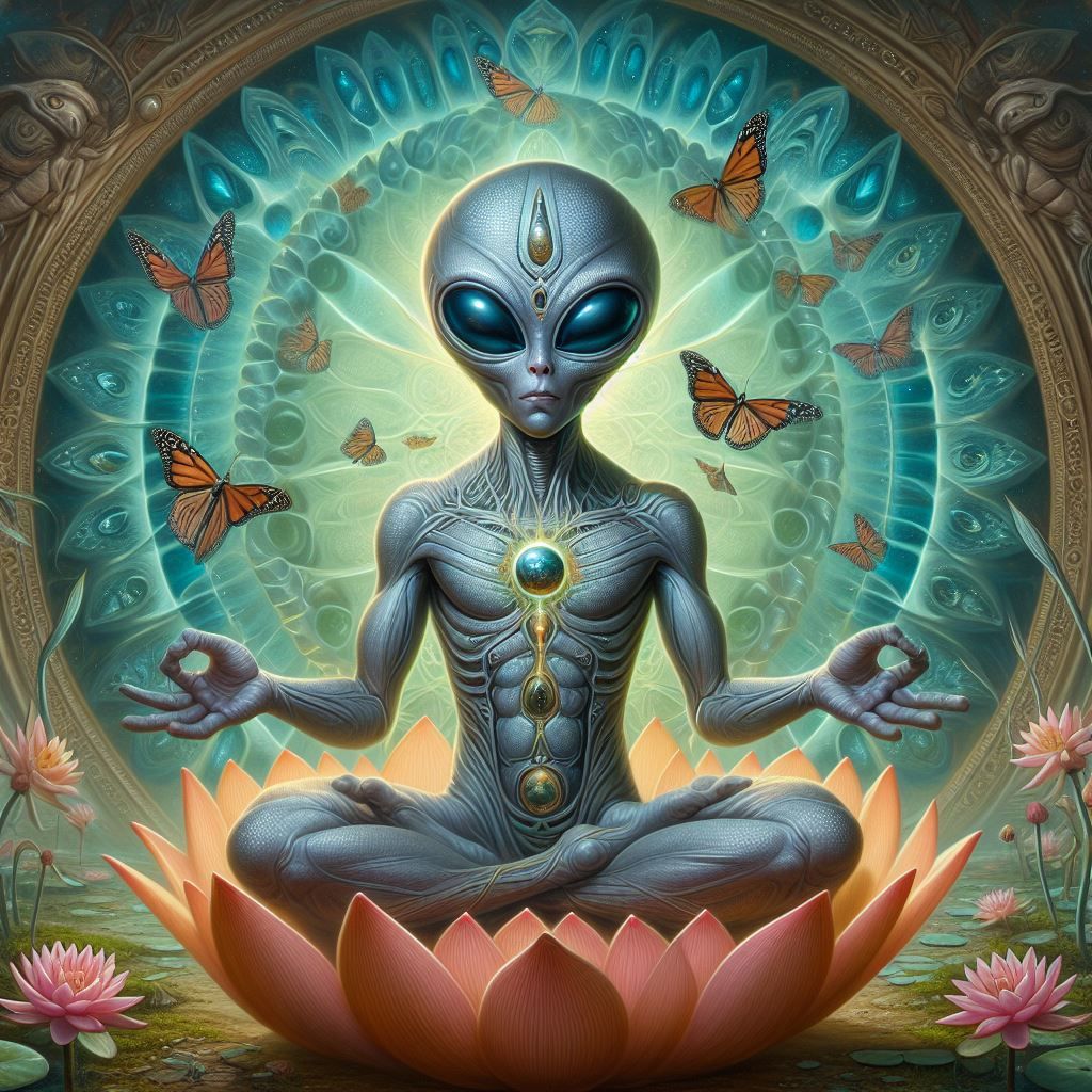 Alien in padmasana