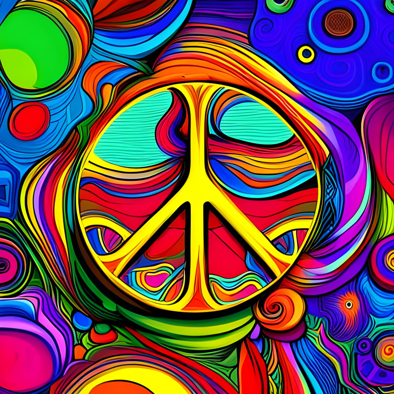 1960s hippie style mod peace colorful graffitti - AI Generated Artwork ...