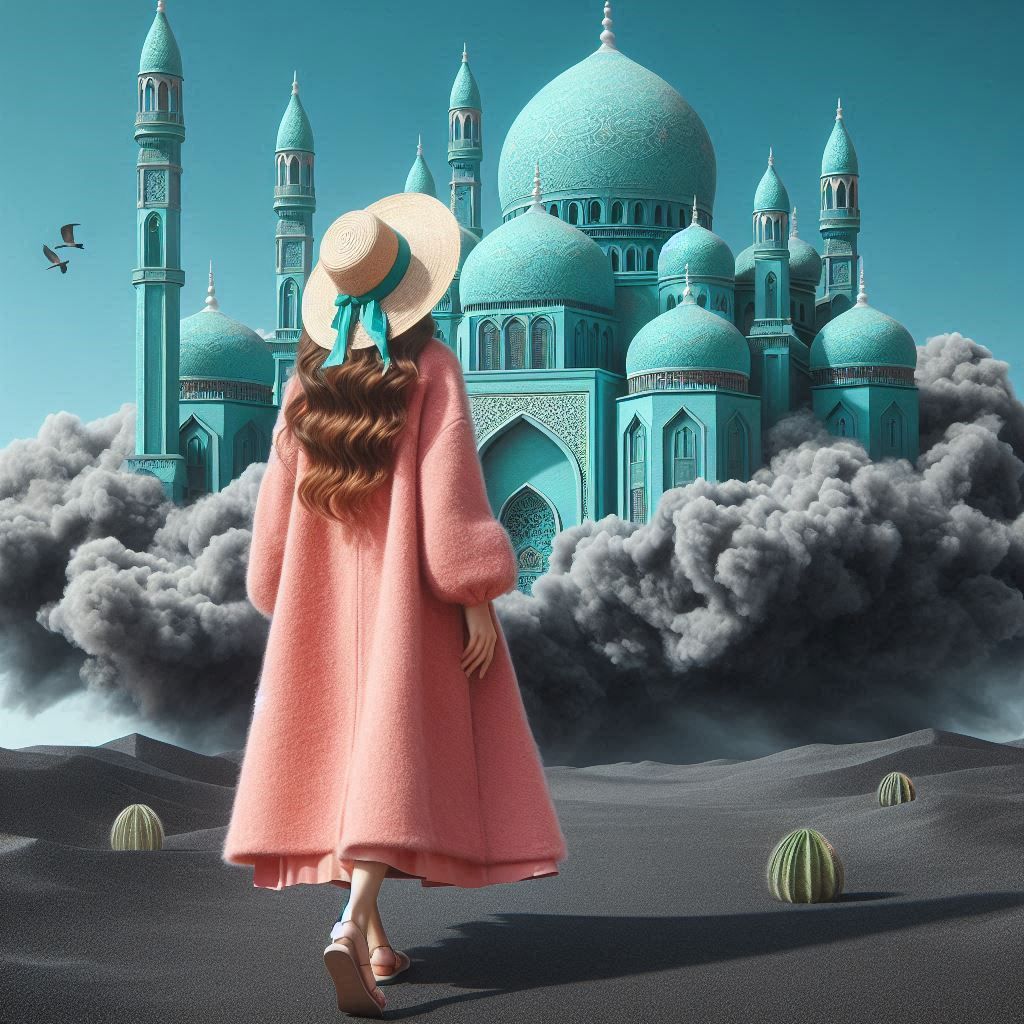 Mosque on black cloud