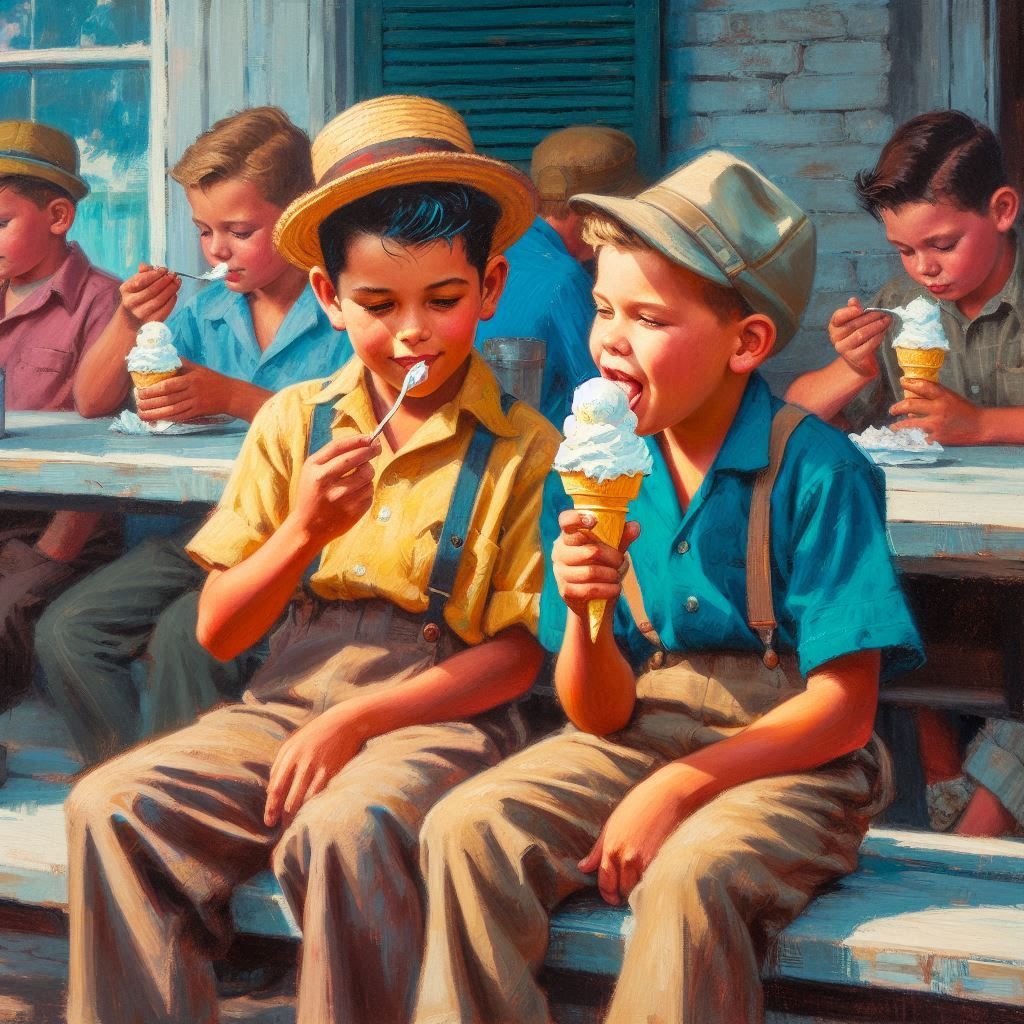 Enjoying some ice cream