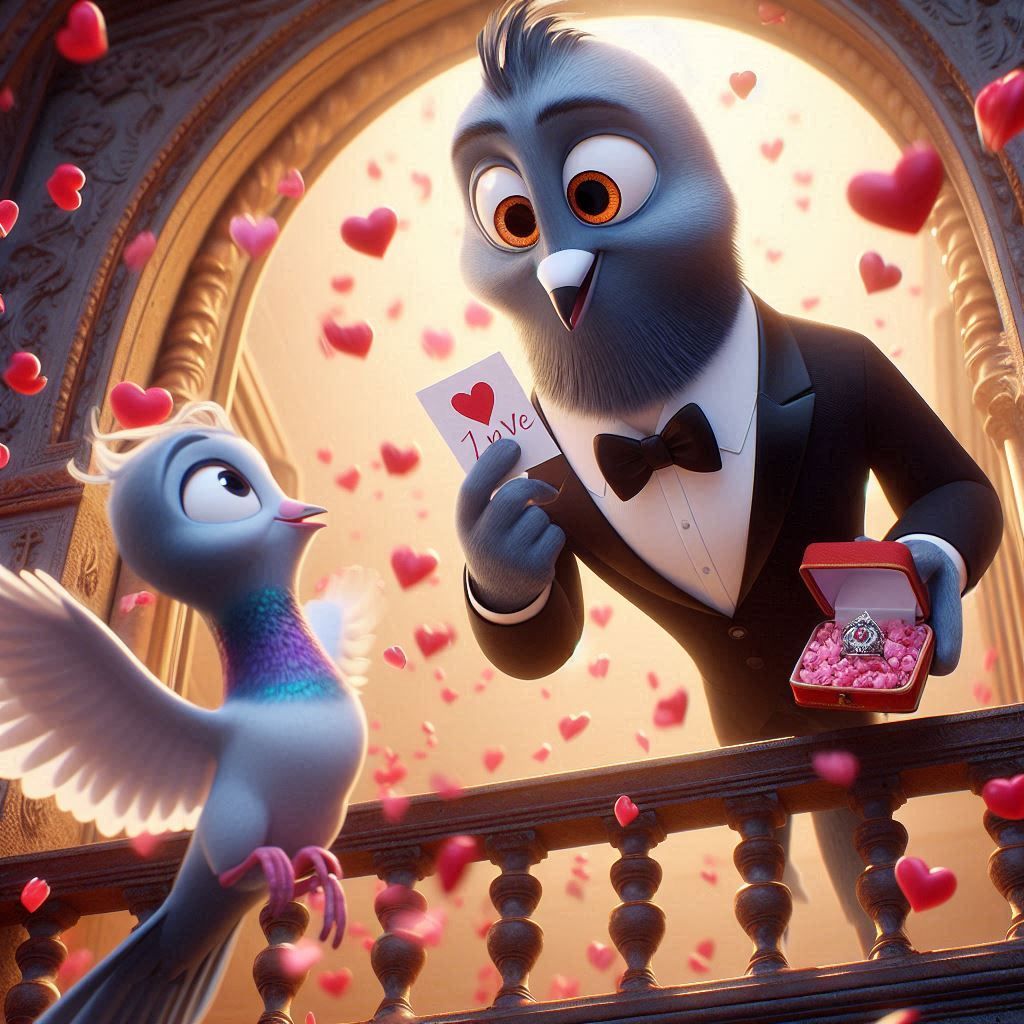 Romantic Proposal Pigeon Style!