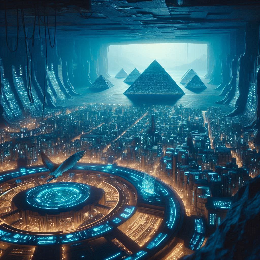 The ancient city of Atlantis and the pyramids in Ancient Egy...