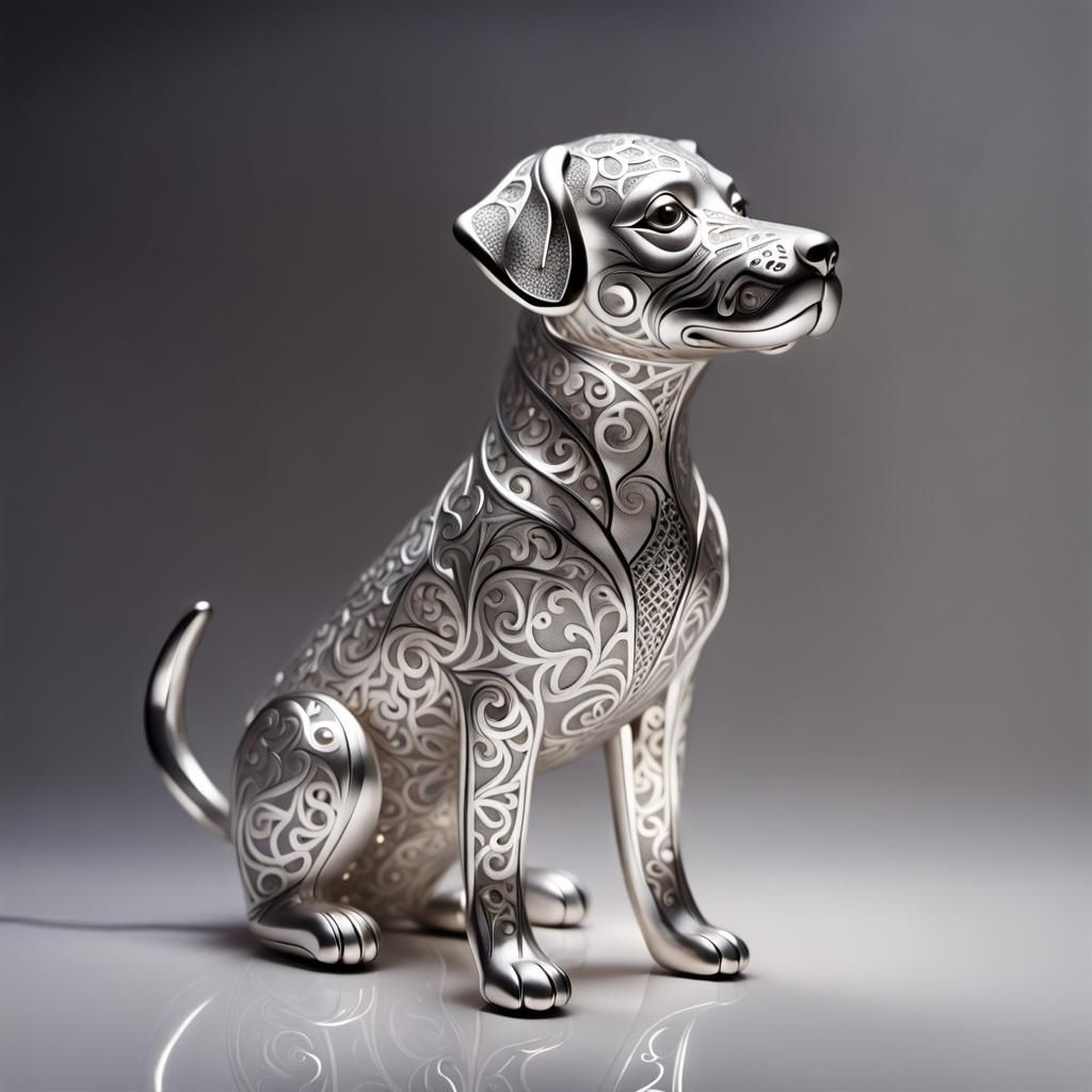 Silver Puppy Art   by @GreenNails 