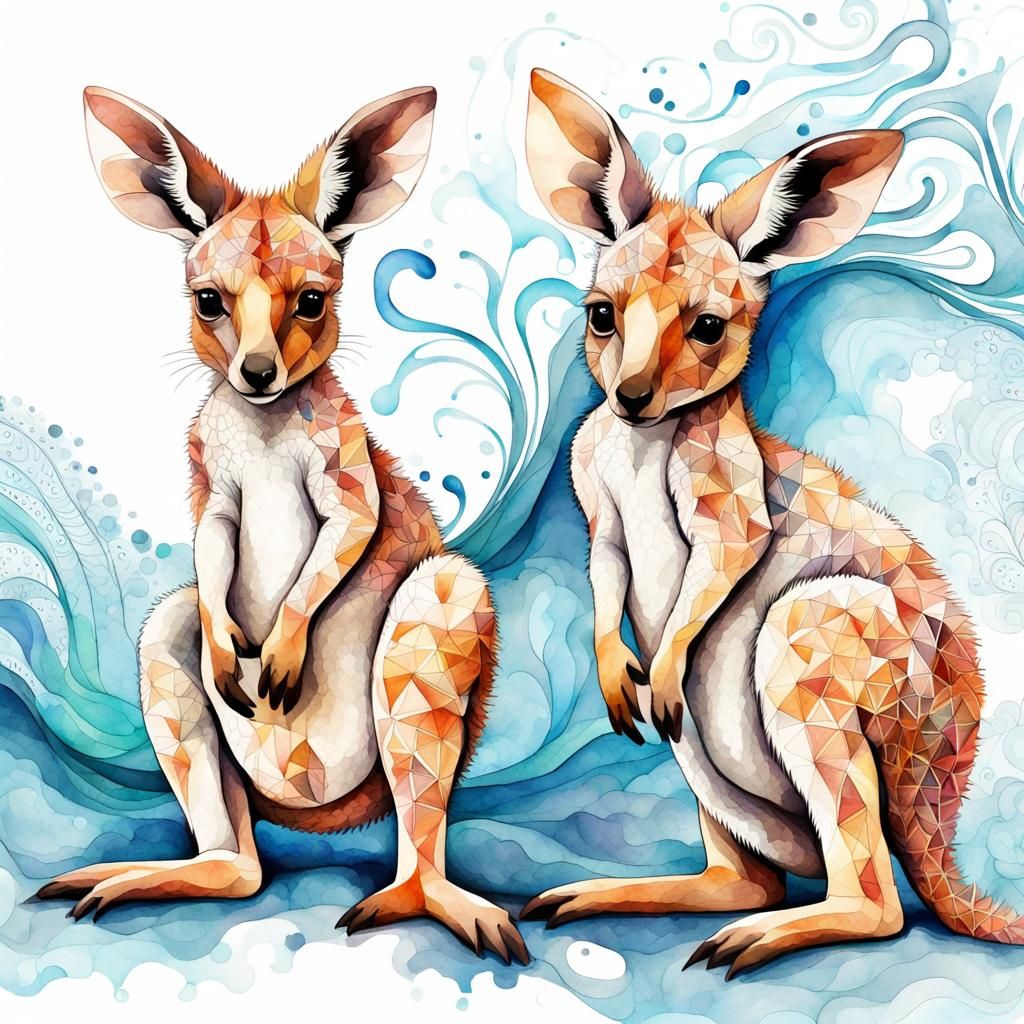 watercolour baby kangaroos