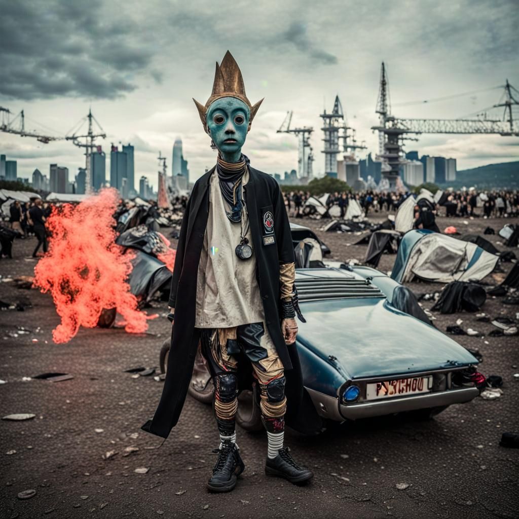 Surreal Dadaist Photo of a Psychonaut at a Rave