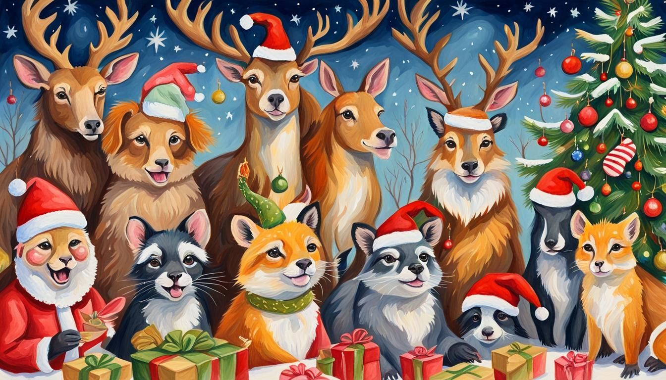 Animals celebrating the holidays