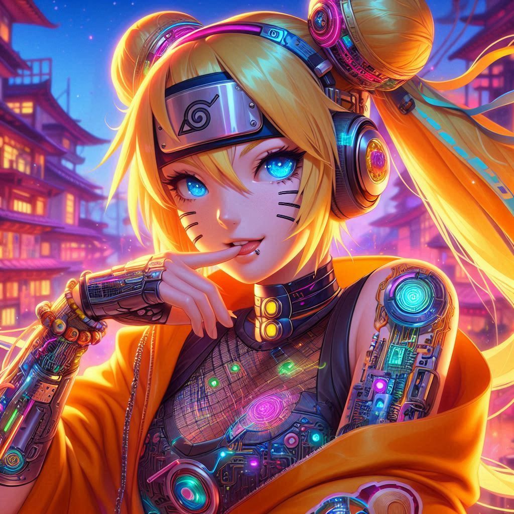 anime Beatmania IIDX artwork illustration female naruto, hea...