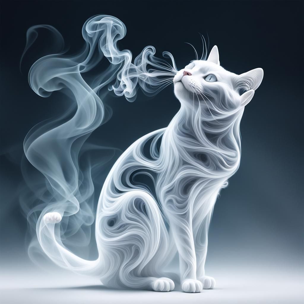 playing with smoke.  by @coffee and cat