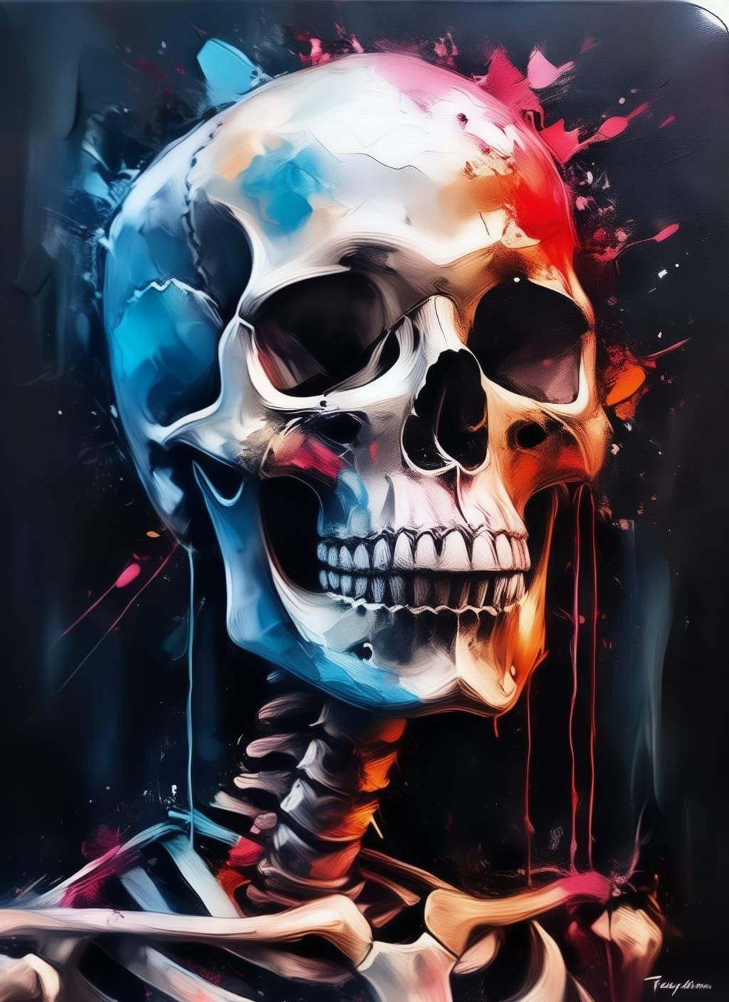 skeleton portrait, acrylic painting