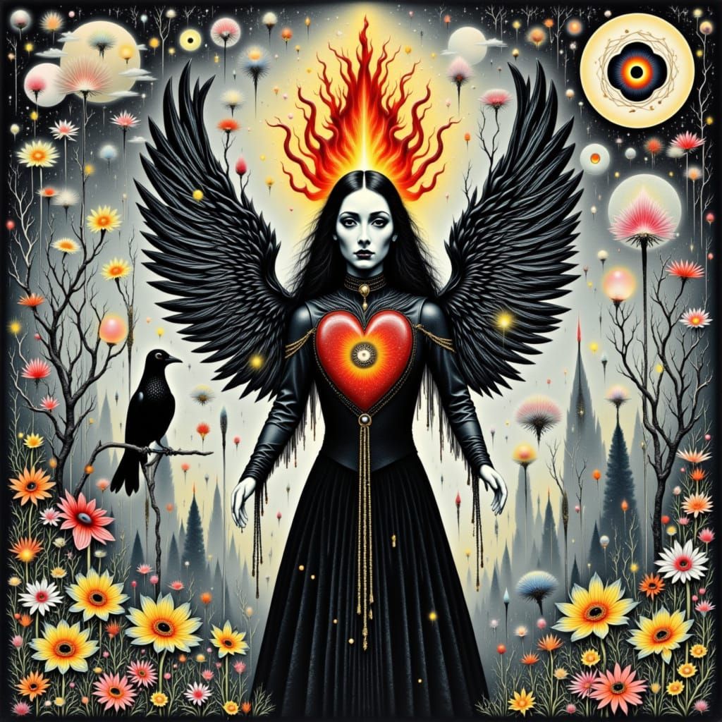 <lora:Chromatic Characters:1.0>  A monochromatic fever dream where Paul Klee's ghostly brushstrokes collide with a punk saint's sassy rebell...