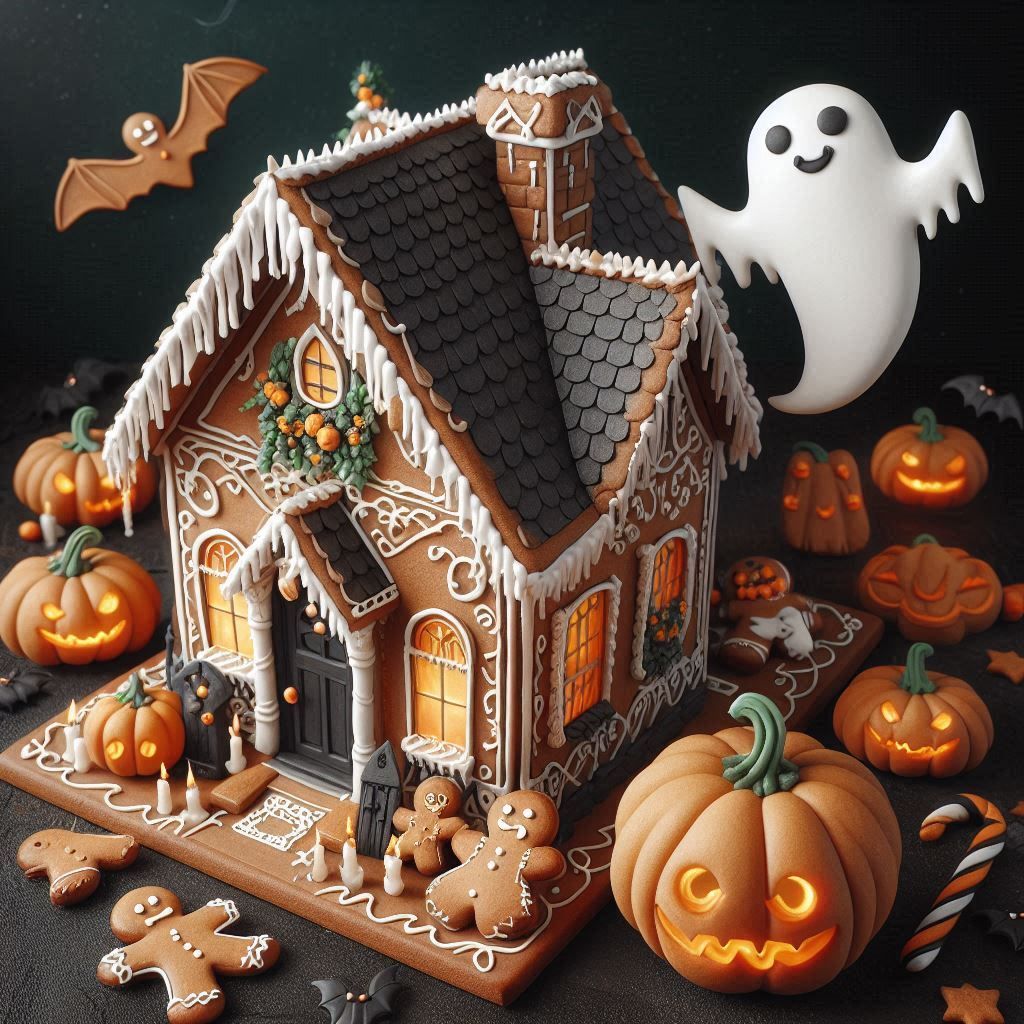 Spooky Cute Halloween Gingerbread House