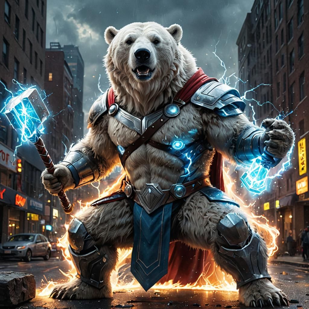  Polar Bear as Thor  by @Imaginarium