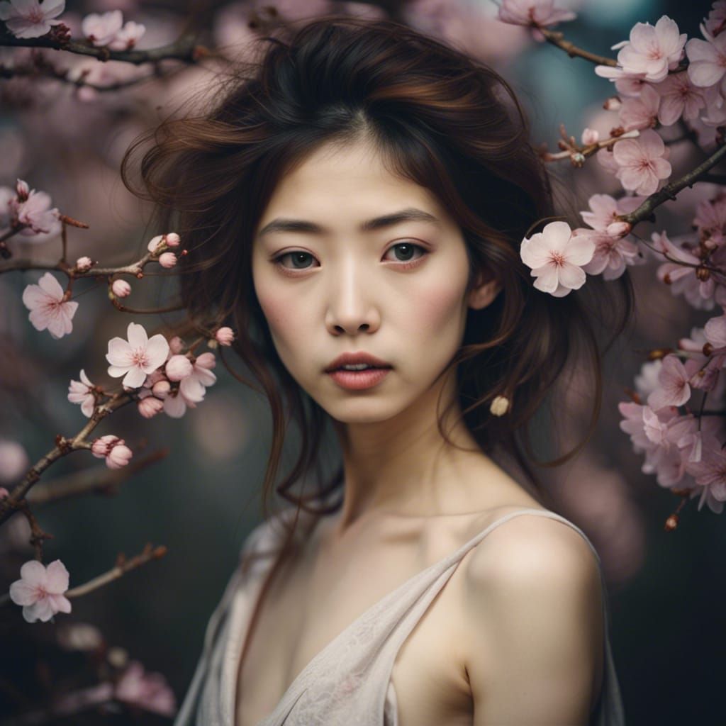 Among Sakura flowers AI Generated Artwork NightCafe Creator