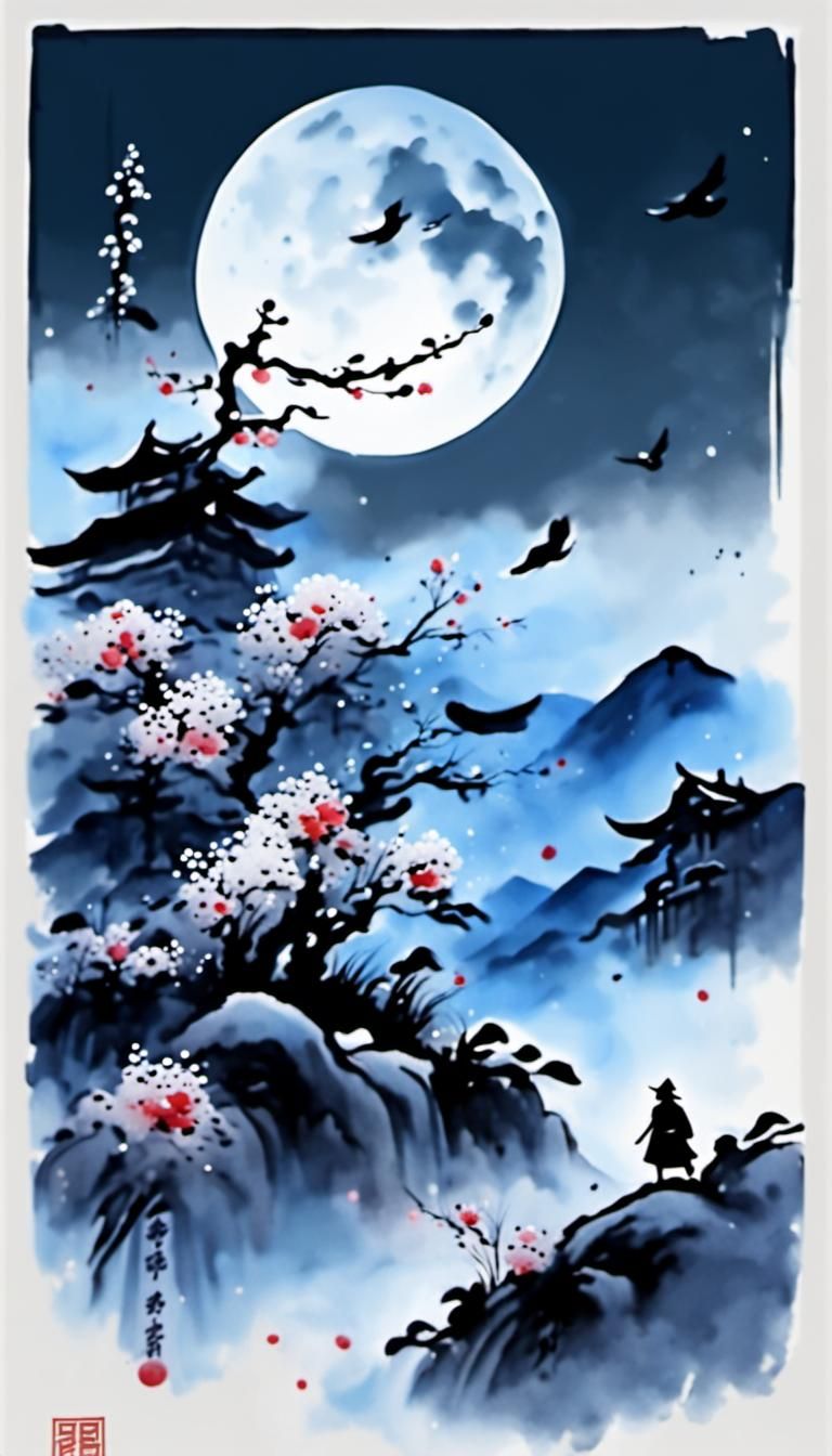 Wind, Flowers, Snow, Moon