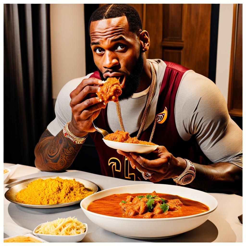 Lebron Eating Butter Chicken Curry AI Generated Artwork NightCafe lebron-eating-butter-chicken-curry-ai-generated-artwork-nightcafe