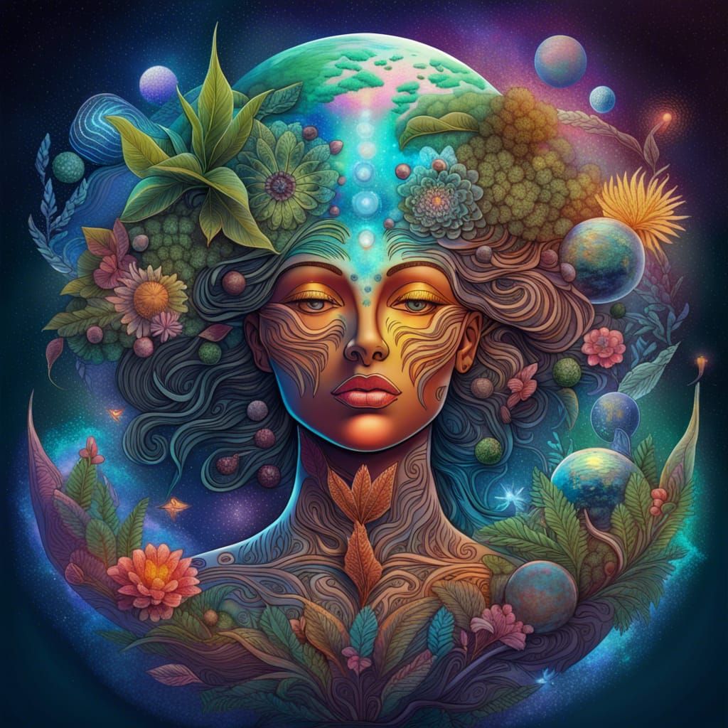 Mother Earths Plantasia 8k resolution holographic astral cos...