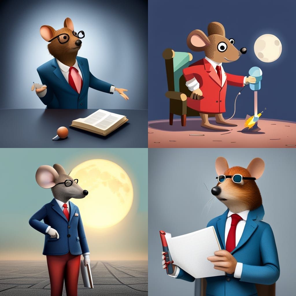 Mouse reading a instruction manual for a model rocket about ...