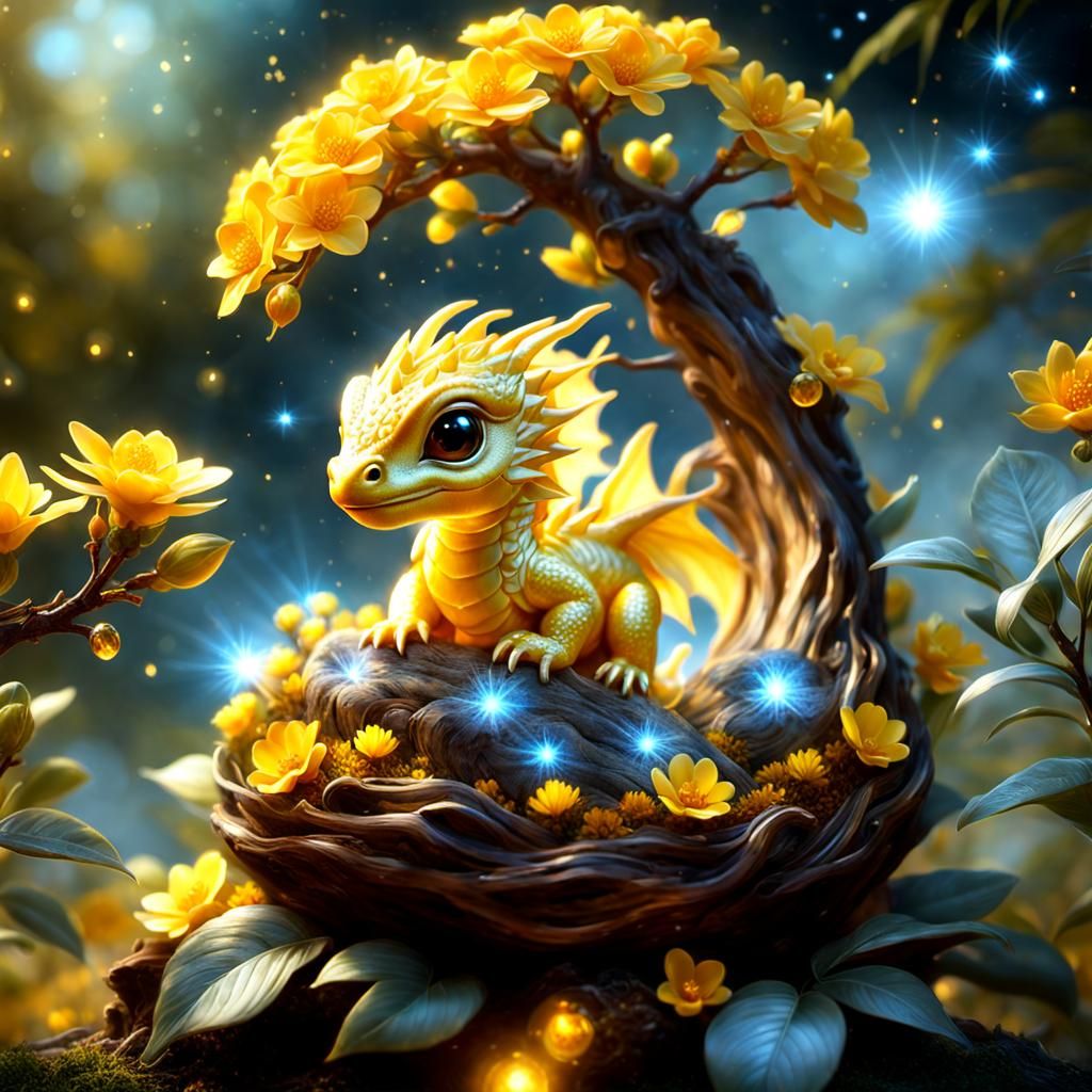 Golden Dragon Hatchling (The Color Yellow)  by @Ria Hagane