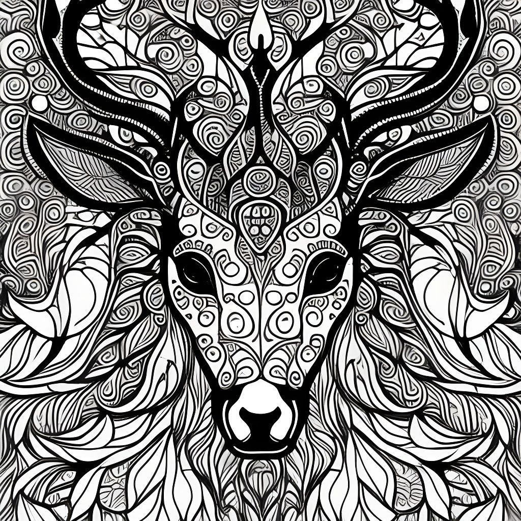 coloring page of deer  by @Krawuzzn