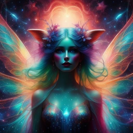 (FAIRY Woman:1.9), goat, (DOUBLE EXPOSURE:1.9) Quantum Consciousness, acrylic pour, Astro photography, Laura Makabresku, (KINUKO Y. CRAFT:1....