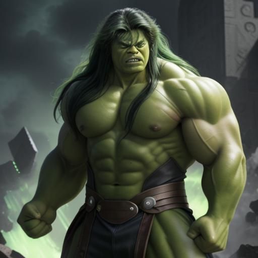 Hulk in thor full costume and hair