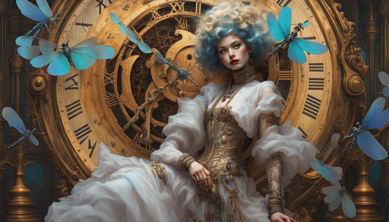 Dolls dragonflies time clockpunk art deco wadim kashin vaporwave spiritual renoir baroque  by @FizzyElf