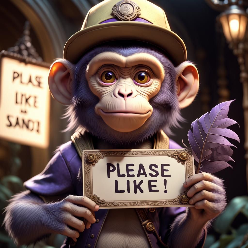 Cute Monkey in Dark Fantasy Style As Splash Screen Art