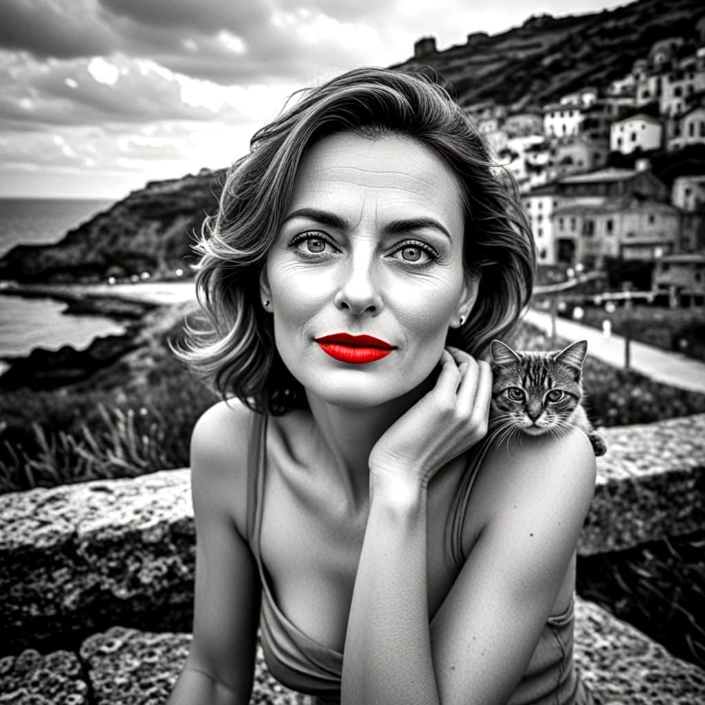 Elegant Lady in Surrealistic Dreamscape