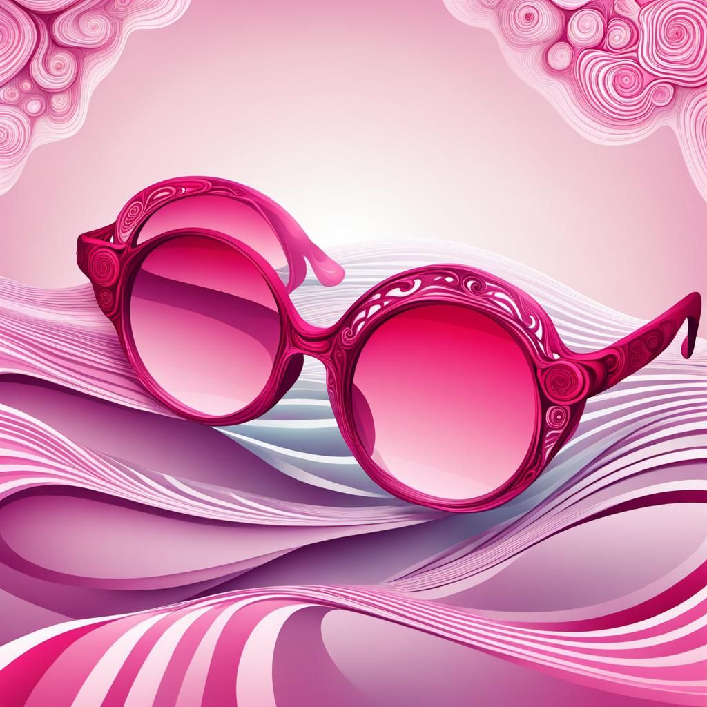 Rose tinted glasses abstract vector fractal, wave function, ...