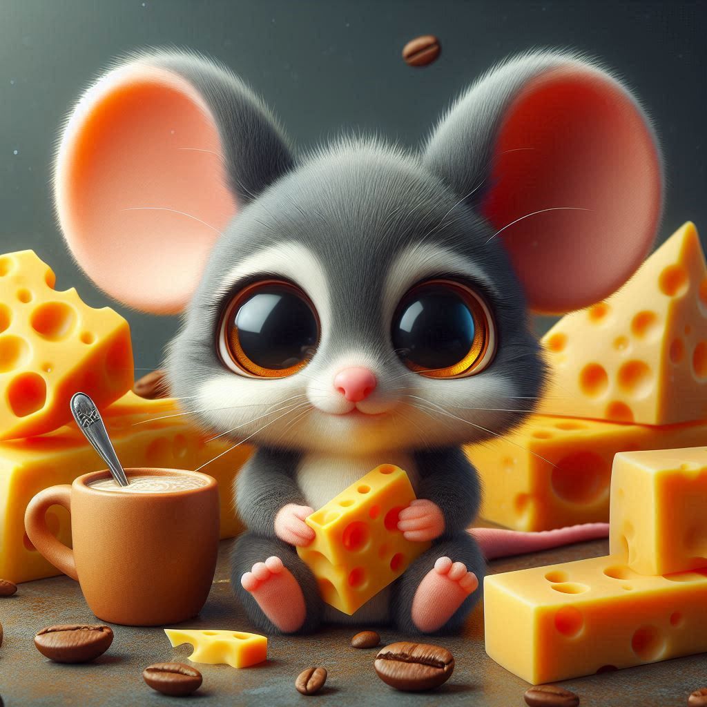 Cute Mouse having breakfast