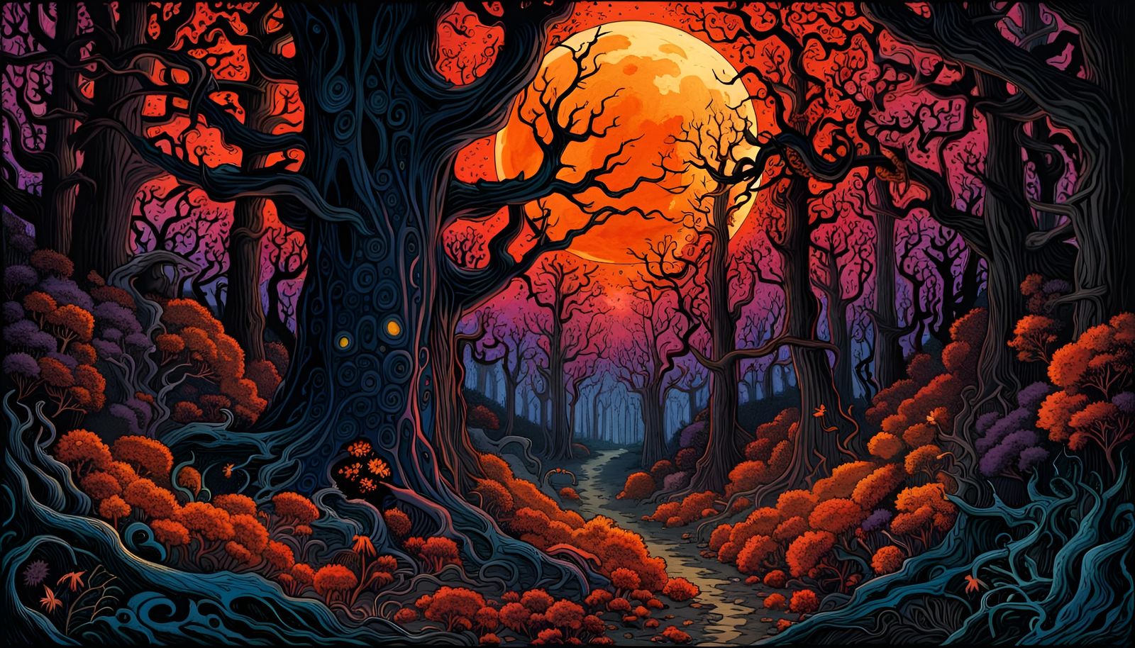 Halloween forest - AI Generated Artwork - NightCafe Creator