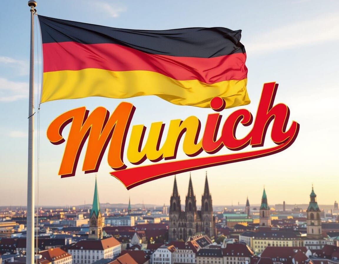 Stepping into infinityPrompt to create a tourism image Create me a tourism advertising image with the word "Munich" in colorful and attracti...