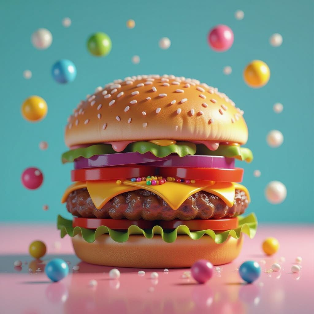 Cardboard Hamburger in Candy Art Style