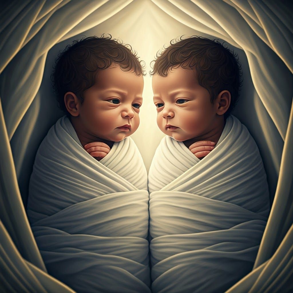 Ethereal Newborn Twins in Golden Light