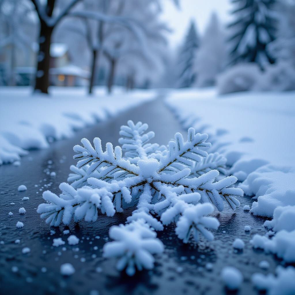 Snow Falling Gently Onto the Earth