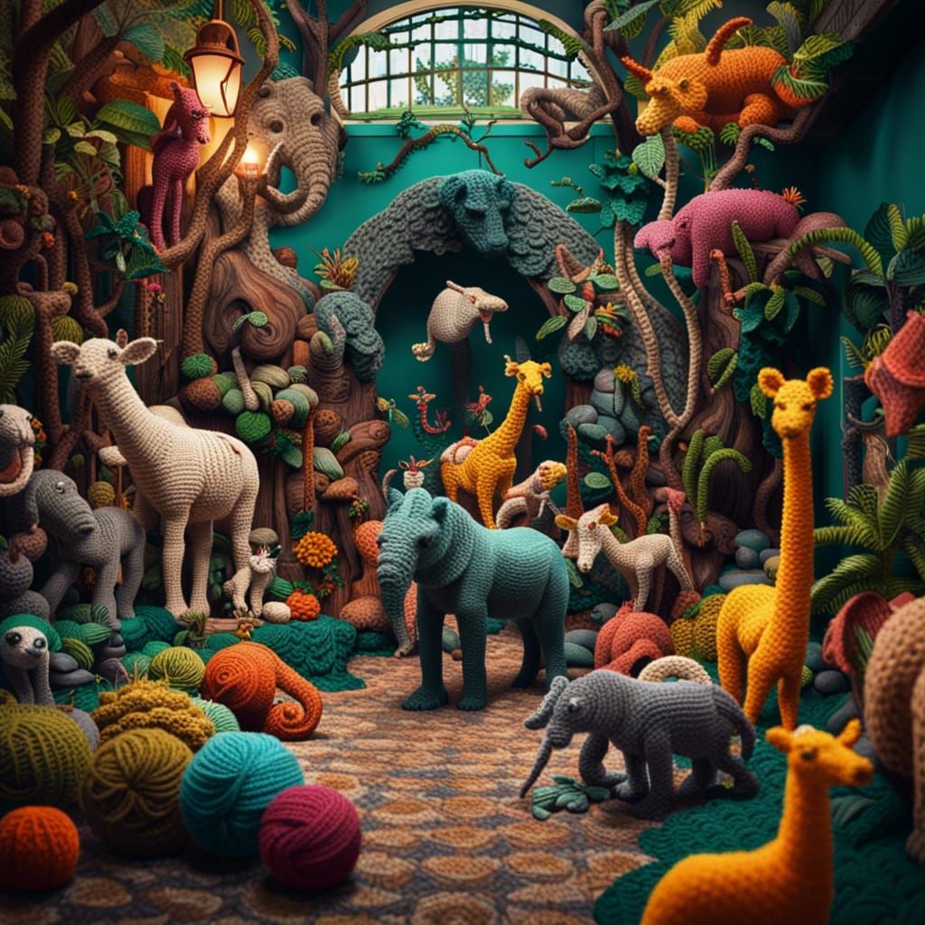 zoo crafted from yarn  by @Lefteris Michael
