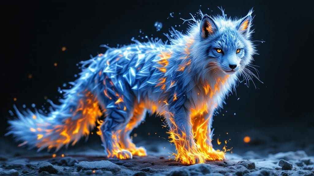 Enigmatic Fox Embodies Duality of Ice and Flame