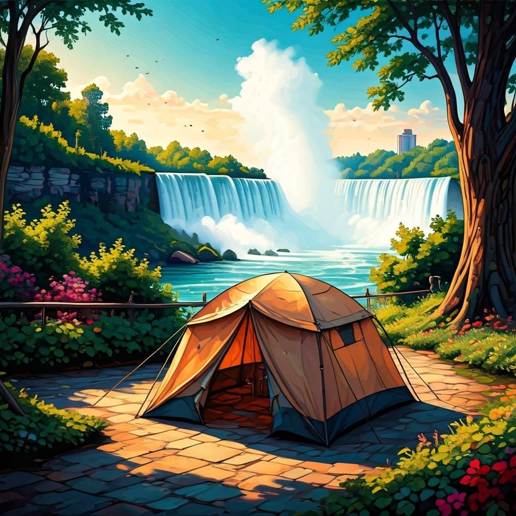 Nomadic Tent at Niagara Falls in Abstract Expressionism