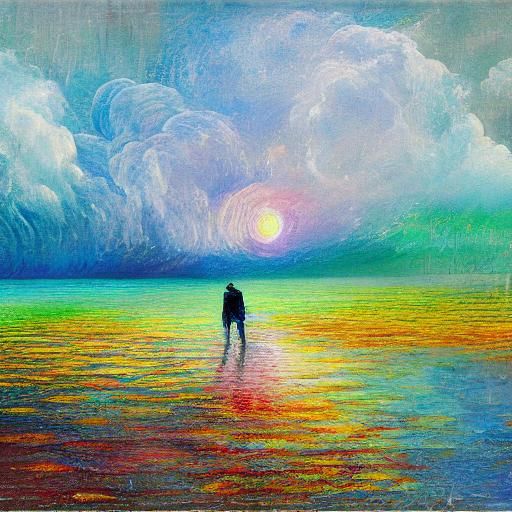 Solar Eclipse Space Scene in Surrealist Style