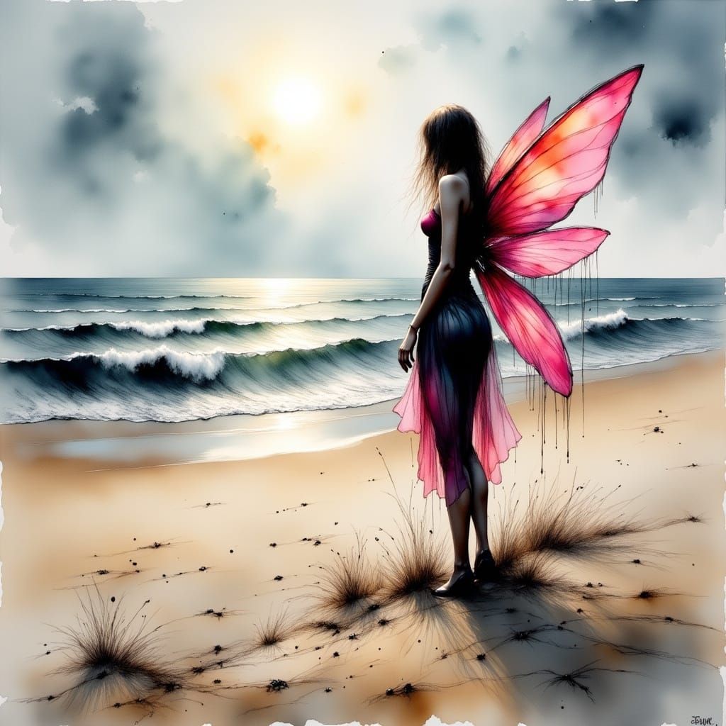 <lora:Lights:1.0> Jeremy Mann wet brush oil on canvas. Scratchy sharp lines charcoal drawing, inkdrip, ink. Watercolour bold outlines. A Mel...